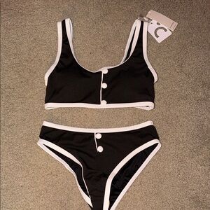 Commense Black and White Buttoned Bikini